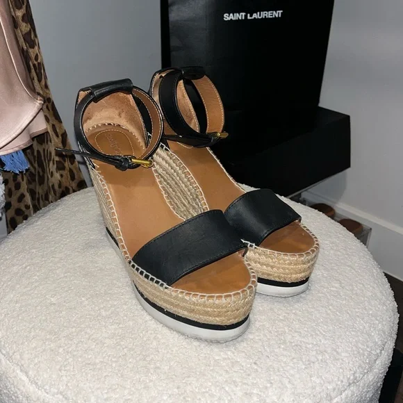 See By Chloe Glyn Platform Wedge Espadrille Sandals - Picture 10 of 16